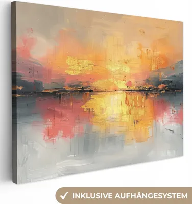 Obrázek produktu pro OneMillionCanvasses® - Plátna - Moderní - Abstraktní - Zlatá - Růžová, nástěnné umění, nástěnné dekorace Obývací pokoj, 120x90cm