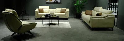 Produktbild von Beiger Ledersessel Wohnzimmer Clubsessel Designe Einsitzer Edle Möbel