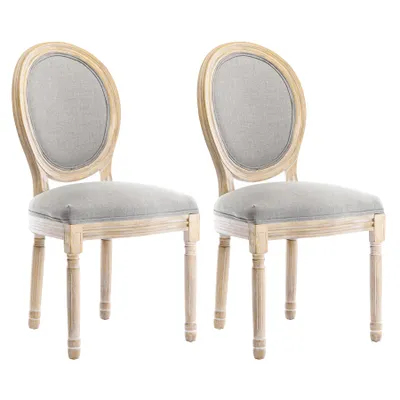 Image de HomeMiYN Chaises de salle à manger x2 : cadre beige, tissu gris mélangé - 56x50x94,5 cm