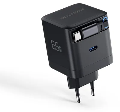 Immagine prodotto di Realpower 547528 REALPOWER GaN Charger 65W schwarz,65 Watt,2x Type-C