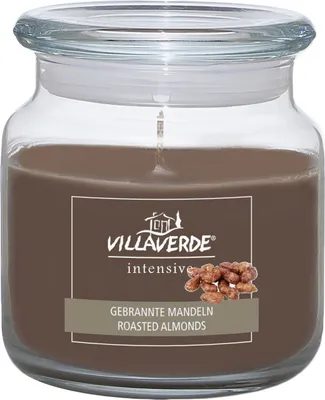 Produktbild von Villa Verde Duftkerze im Glas m. Deckel Gebrannte Mandeln, H:10 cm, Ø 10 cm