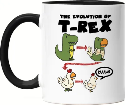 Produktbild von Evolution Of T-Rex Tasse Schwarz Vom T-Rex Zum Huhn Dinosaurier Geschenkidee Lustig