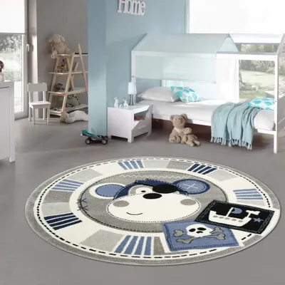 Obrázok produktu pre Detský koberec Koberec na hranie Koberec do detskej izby Detský koberec Pirátska opica v modrej farbe Veľkosť - 80 cm Round