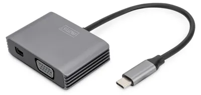 Image de DIGITUS Adapter USB-C St. -> VGA Bu./MiniDP Bu. 4K/30Hz 20cm
