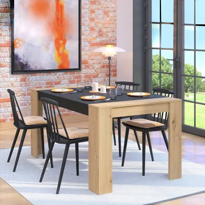 Produktbild von Homestyle4u Esstisch Eiche Schwarz Esszimmertisch 154x90 Holztisch
