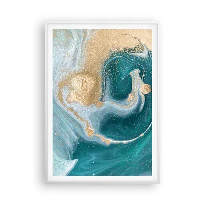 Produktbild von Gerahmtes Poster - Weißer Rahmen - Golden Türkis Hintergrund - 70x100 cm - Wand Bild - Wanddeko - Wandbilder - Kunstposter - Wandposter - Bilderrahmen - Bilder - Kunstdruck - P2WPA70x100-4969