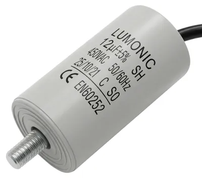 Motorstartkondensator 12µF 450V, 34x65mm, Kabel
