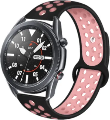 Produktbild von Strap-it Samsung Galaxy Watch 3 45mm Sportarmband (Schwarz / Rosa)
