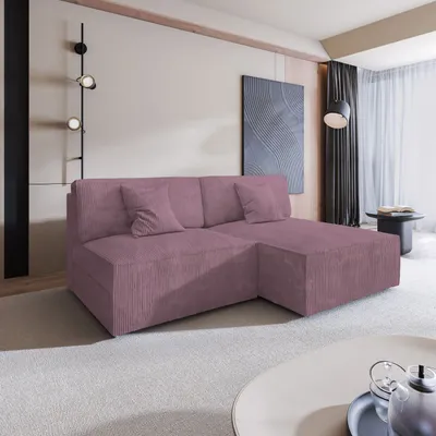 Produktbild von Masseno Ecksofa FIORO P mit Schlaffunktion L-Form, Sofa mit Bettkasten, Wohnzimmersofa, Couch, Soffa, Bettsofa, Couchgarnitur- Lila, POSO 130