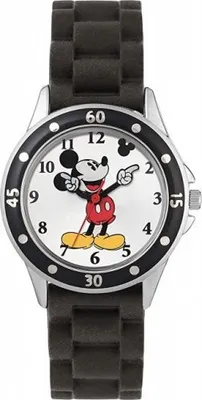 A close-up studio shot of a Disney Mickey Mouse watch.