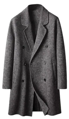 Productafbeelding van Heren Lange Wool Coat met Dubbelbreasted Sluiting