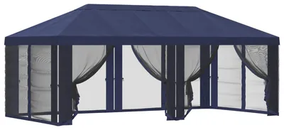Image de vidaXL Tente de jardin avec toit et parois latérales, bleu, 600,5 x 300,5 cm, polyester