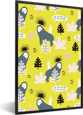 Produktbild von MuchoWow® MuchoWow® Gerahmtes Poster Dschungel - Affe - Pflanzen 60x90 cm - Poster mit zchwarzem Bilderrahmen - Kunst