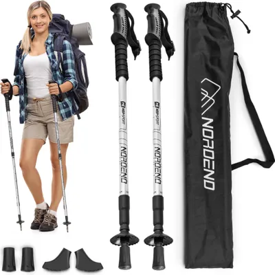 Produktbild von Hop-Sport  Trekkingstöcke HS-0135TP Nordic Walking Wanderstöcke Set Anti Schock Teleskop - Silber