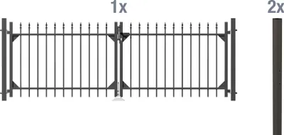 Produktbild von Alberts Doppeltor-Set für Zaunsystem Chaussee, Höhe 120 cm, Breite 300 cm, anthrazit, zum Einbetonieren
