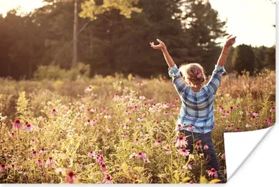 Produktbild von MuchoWow® Poster Frau - Blumen - Frühling 120x80 cm - Bilder