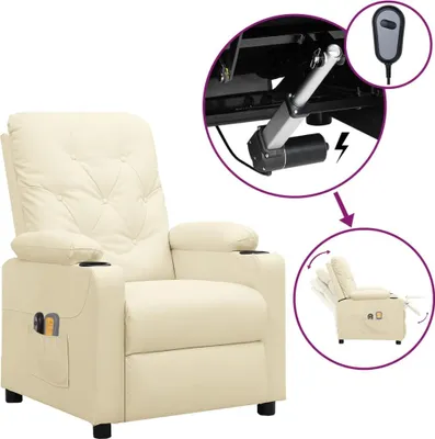 Image de Fauteuil de massage électrique Crème Similicuir
