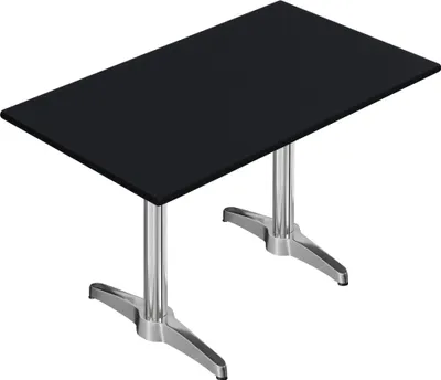Produktbild von CPBL | HPL Bistrotisch | B:T:H 120 x 70 x 80 cm | Schwarz / Aluminium | Zusatzgewicht | Rechteckig | Bistrotisch Gastro Tisch