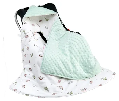 Produktbild von Einschlagdecke für Babys 100% Baumwolle, Universelle Decke für Babyschalen 90 x 90 cm, Herbst-Winter-Decke (Farbblock-Dinosaurier)