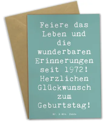 Produktbild von Mr. & Mrs. Panda Glückwunschkarte Spruch 1972 Geburtstag - Meeresbrise - Geschenk, Klappkarte, weihnachtskarten, wunderbare Erinnerungen, genesungskarte, Feiere das Leben