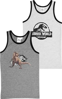 Obrázek produktu pro United Labels Jurassic World tílko pro chlapce dětské tílko tričko spodní prádlo šedé 110/116 (balení 2)