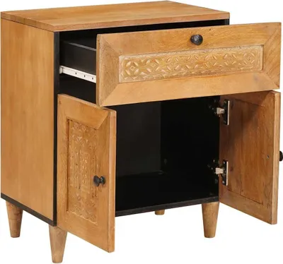 Image de vidaXL Table de chevet marron clair 50 x 33 x 62 cm en aggloméré
