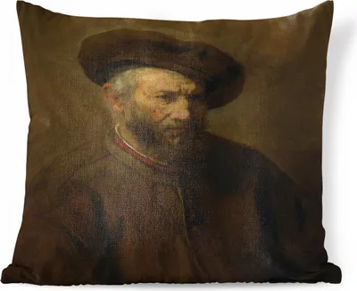 Produktbild von MuchoWow® Zierkissen Sofakissen Wohnzimmer Dekokissen 50x50 cm Selbstbildnis - Gemälde von Rembrandt van Rijn - Komfort - Sofakissen