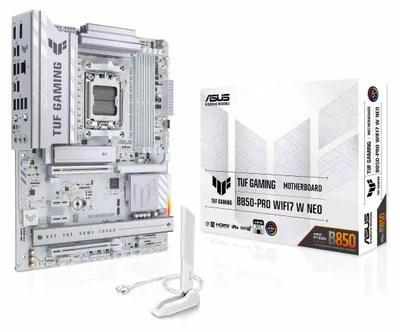 Obrázek produktu pro ASUS TUF GAMING B850-PRO WIFI7 W NEO, AMD, Zásuvka AM5, AMD Ryzen 9000 Series, AMD Ryzen 8000 Series, AMD Ryzen 7000 Series, DDR5-SDRAM, 256 GB, DIMM