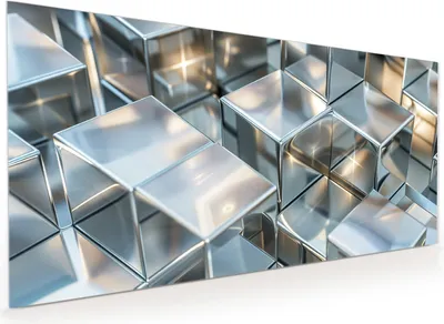 Produktbild von Küchenrückwand Spritzschutz Glas mit Motiv Metallische Würfel 40 x 40 cm