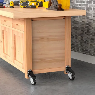 Produktbild von 4er-Pack rollen Schwerlast Heberollen, Werkbankrollen Set als Industrierollen mit Platte 6,35 cm, robuste einziehbare Rollen seitlich montiert, für Werkbänke Tische andere Geräte