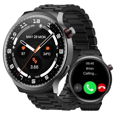 Produktbild von Smartwatch für Herren 1,85" extra großes HD-Display 120 Tage Akkulaufzeit + Stahlarmband