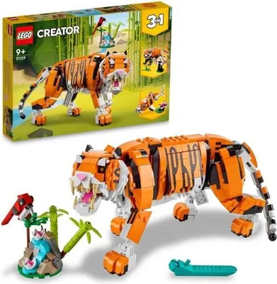 Produktbild von LEGO 31129 Creator 3-in-1 Ihre Majestät der Tiger, Tierspielzeug für Mädchen und Jungen ab 9 Jahren, Panda, Fisch-Minifiguren