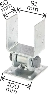 Image de Alberts 208714 Support de poteau à partie supérieure mobile, à visser, galvanisé à chaud, largeur intérieure 91 mm