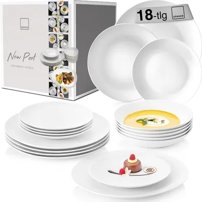 Produktbild von SÄNGER Porzellan Geschirrset New Port, Tafelservice 18 teilig für 6 Personen