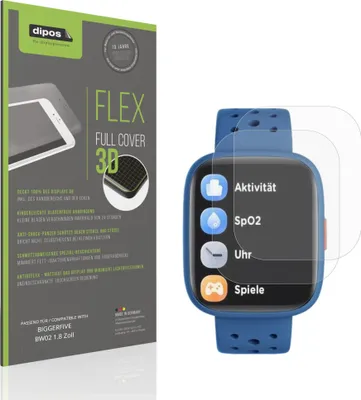 Produktbild von 2x Full Cover Schutzfolie matt für BIGGERFIVE BW02 1.8 Zoll Panzerfolie Anti-Shock