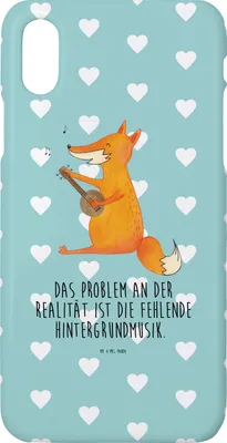 Produktbild von Mr. & Mrs. Panda Iphone 10 Handyhülle Fuchs Gitarre - Türkis Pastell - Geschenk, X, Musik, Hülle, Optimistisch, Handy, Singen, Case, Sänger