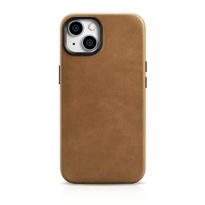 Productafbeelding van Icarer Etui, hoesje, beschermhoes, leren met MagSafe voor iPhone 14+, bruin