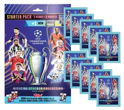 Obrázek produktu pro Topps – Liga mistrů 2024/2025 – Sběratelské samolepky – 1 startovací balíček + 10 sáčků