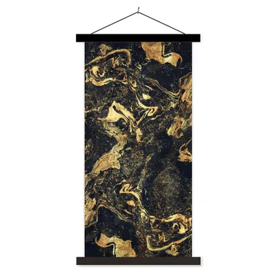 Produktbild von MuchoWow® Textilposter Marmor - Luxus - Gold 60x120 cm mit schwarzem Rahmen - Magnete