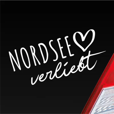 Produktbild von Auto Aufkleber Nordsee verliebt Herz See Norden Liebe Car 19x8 cm Weiss Glanz Sticker Heckscheibenaufkleber