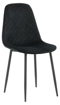 Image de Ensemble de 2 chaises de salle à manger, revêtues en velours, couleur noire, design moderne, idéales pour la salle à manger et la cuisine