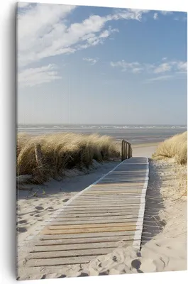 Produktbild von Bild auf Leinwand - Leinwandbild - Einteilig - Strand Meer Fußgängerbrücke Ufer - 70x100cm - Wand Bild - Wandbilder - Leinwanddruck - Wanddekoration - Leinwand bilder - Wandbild - PA70x100-2657