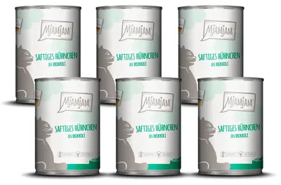 Productafbeelding van MjAMjAM - Premium natvoer voor katten - sappig kippenvlees met broccoli, verpakking van 6