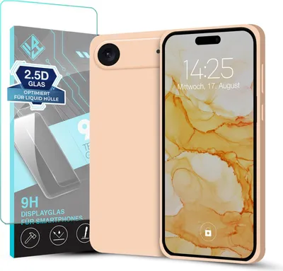 Produktbild von Hülle für Apple iPhone 17 Air mit 9H Displayglas Displayschutz Plus Case Cover Bumper Silikon Softgrip Schutzhülle Farbe: Rosa