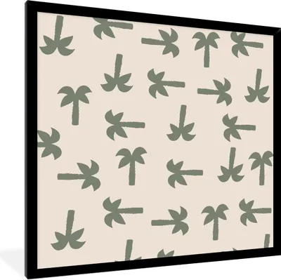 Produktbild von MuchoWow® Gerahmtes Poster Palme - Pastell - Muster 40x40 cm - Poster mit Schwarzem Bilderrahmen Wandposter Rahmen Foto Bilder - Mit Rahmen - Wanddekoration Schlafzimmer