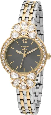 Zdjęcie produktu dla Invicta Wildflower 69106 Zegarek damski - Mechanizm kwarcowy - Metal z Czarną Tarcza - 30 mm