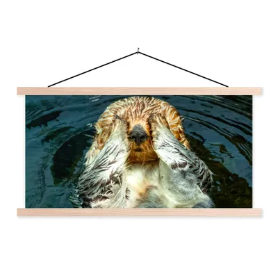 Produktbild von MuchoWow® Textilposter Otter im Wasser 60x30 cm mit holzfarbenen Rahmen - Dekoration