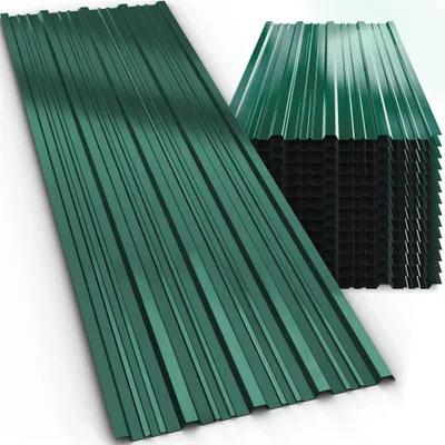 Zdjęcie produktu dla GARDEBRUK® 14x blacha trapezowa 110x46cm = 7m² Ocynkowana Odporna na rdzę Odporna na warunki atmosferyczne Profilowana blacha dachowa Blacha falista Panele dachowe Wiata ogrodowa Wiata Zielona