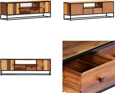 Productafbeelding van vidaXL TV-kast 120x30x40 cm, massief gerecycled hout en staal - TV-kast - TV-kasten - TV-meubels - TV-meubilair