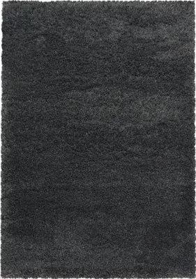 Image de Teppium tapis shaggy gris 80x150 cm à poils hauts moelleux et lavable, design monochrome élégant avec dos en jute naturelle adapté au chauffage au sol
